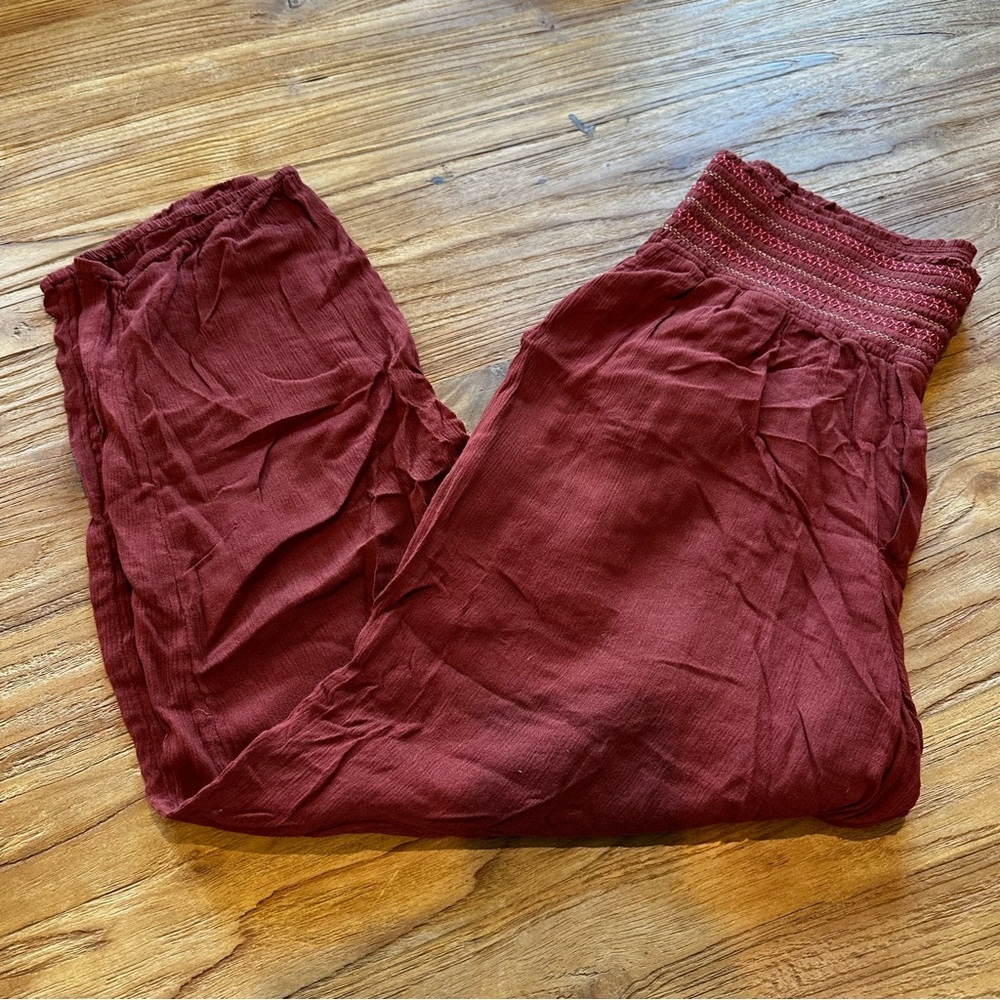Anthro Ett Twa Womens Elastic Waist Pull On Rust Sulawesi‎ Smoked Gypsy Pants M - Picture 3 of 10
